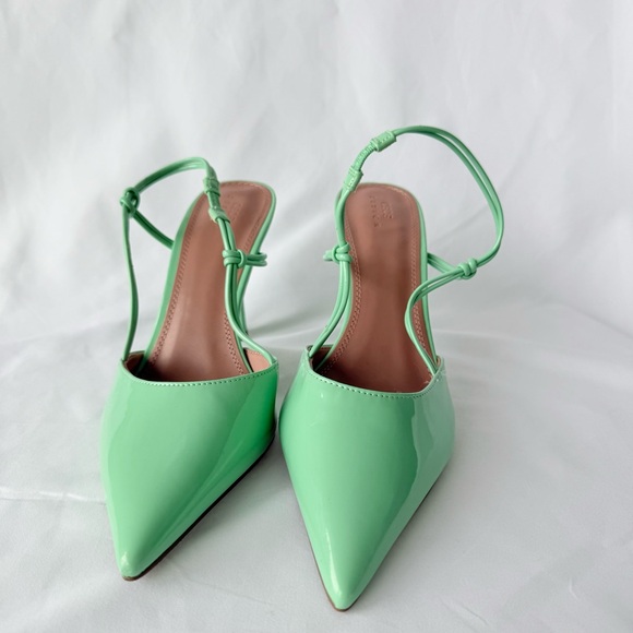 ASOS DESIGN Nina Mint Green Patent Heeled Slingback Pumps Size 10 – Pointed Toe - Picture 5 of 14